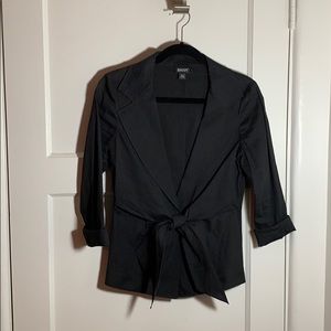 DKNY Black Front Tie Fitted Dress Jacket